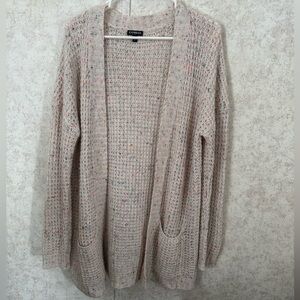 Express Cream Cardigan Sweater w/ Neon fleck details sz L